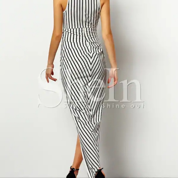 NWOT Shein Striped Knotted Asymmetric Dress - Picture 3 of 4